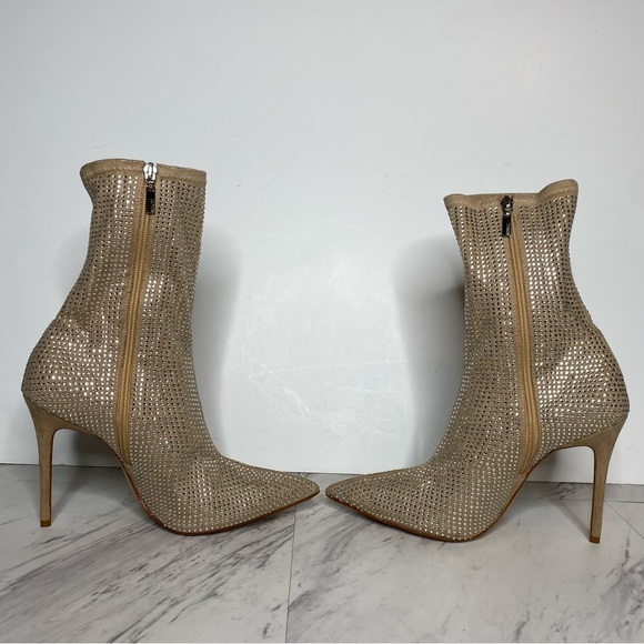 Schutz Sybil Rhinestone Heeled Pointy Toe Bootie 9 1/2 B - Picture 7 of 14